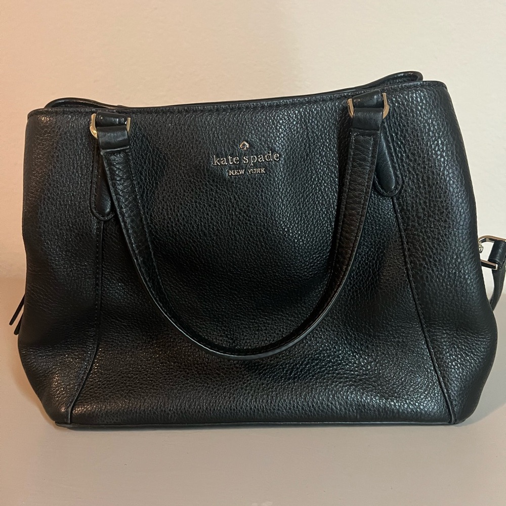 Kate Spade Black Satchel with Pebbled Leather